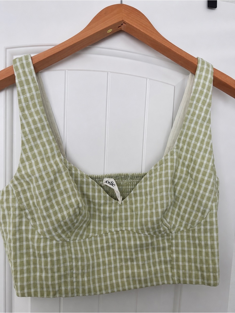 Elodie Womens Halter Crop Top Checkered Large boho cottagecore festival